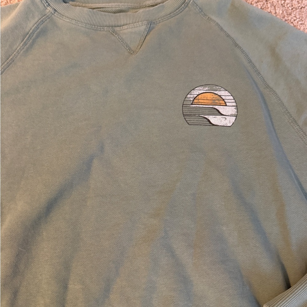 Stylish Green Crew Neck Sweatshirt - Picture 6 of 7